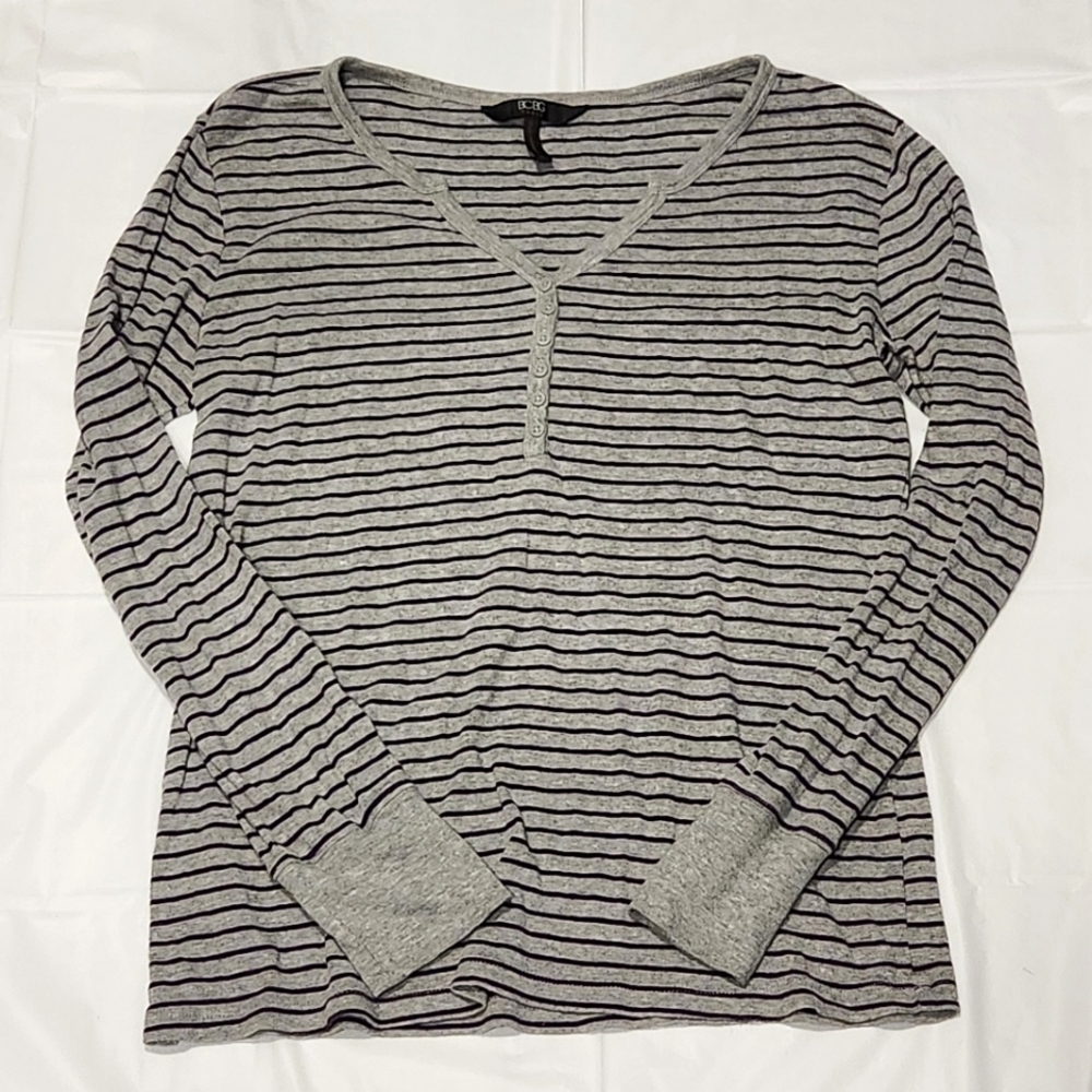 BCBG Paris Striped Henley Top
